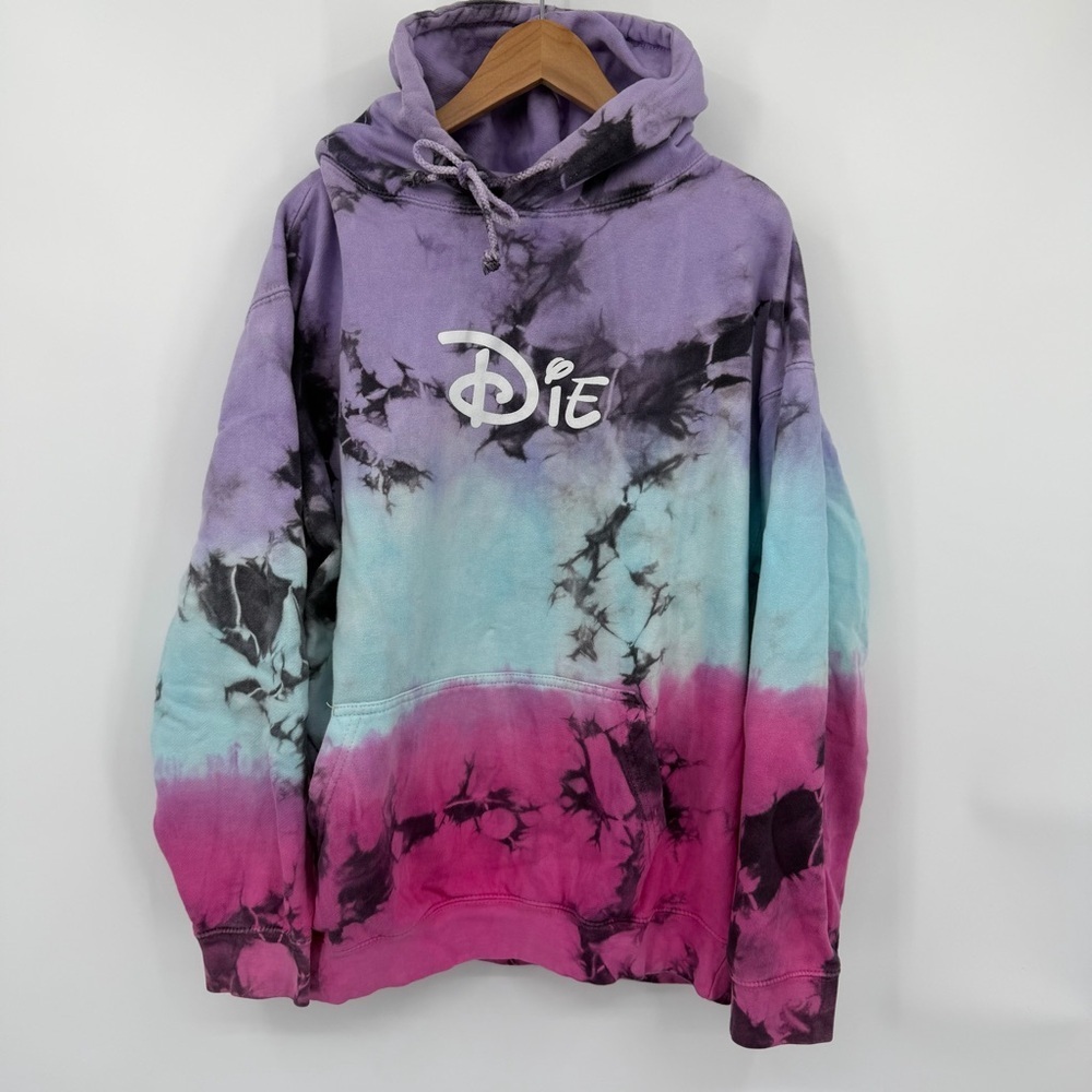 Linda Finegold Kirill ALF "Die" Tie Dye Hoodie Purple Blue and Pink Unisex Large